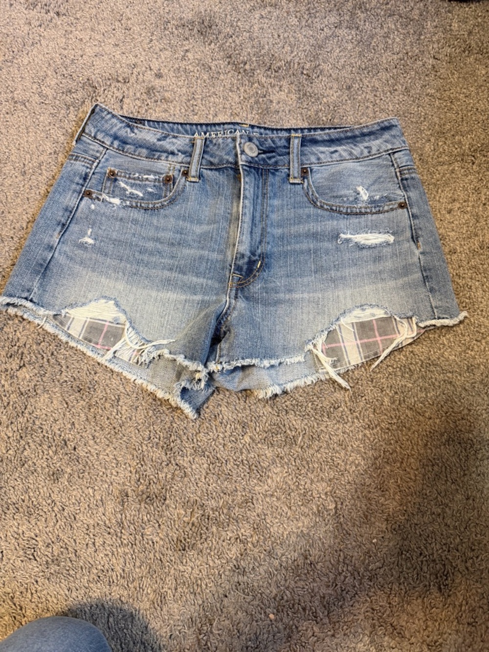 American Eagle Outfitters Light Blue Distressed Denim Cutoff Shorts